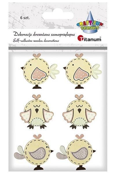 Drewniane ptaszki 42x38/36x37/42x37mm mix 6szt Drewniane ptaszki 42x38/36x37/42x37mm mix 6szt