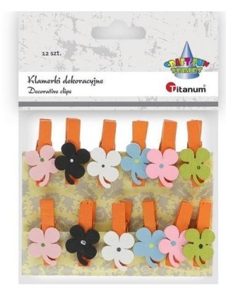 Ozdoba drewniana Klamerki kwiatki mix 12szt