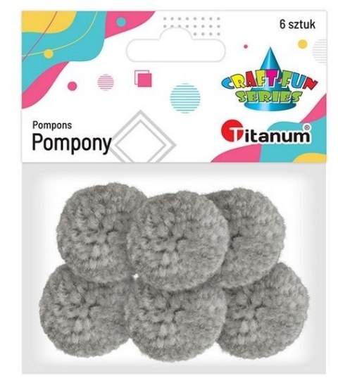 Pompony włóczkowe 3cm jasnoszare 6szt Pompony włóczkowe 3cm jasnoszare 6szt