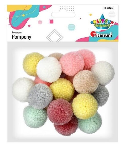 Pompony włóczkowe 3cm kolory pastelowe jasne 18szt Pompony włóczkowe 3cm kolory pastelowe jasne 18szt
