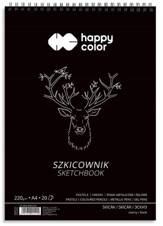 Szkicownik na spirali A4/20K czarny HAPPY COLOR