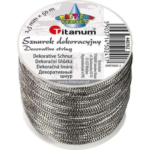 Sznurek metalizowany z rdzeniem 1.5mmx30m srebrny Sznurek metalizowany z rdzeniem 1.5mmx30m srebrny
