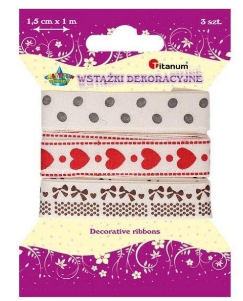 Wstążka rypsowa 15mm x1m mix wzorów Wstążka rypsowa 15mm x1m mix wzorów