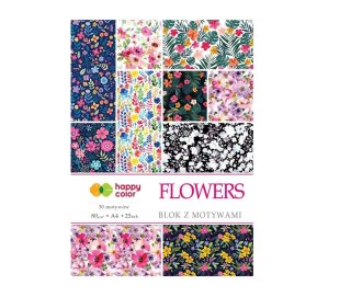 Blok z motywami Flowers A4/15K 80g HAPPY COLOR