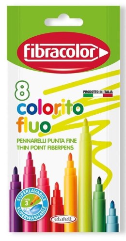 Pisaki Colorito Fluo 8 kolorów FIBRACOLOR