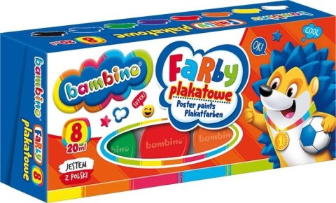 Farby plakatowe 8 kolorów 20ml BAMBINO