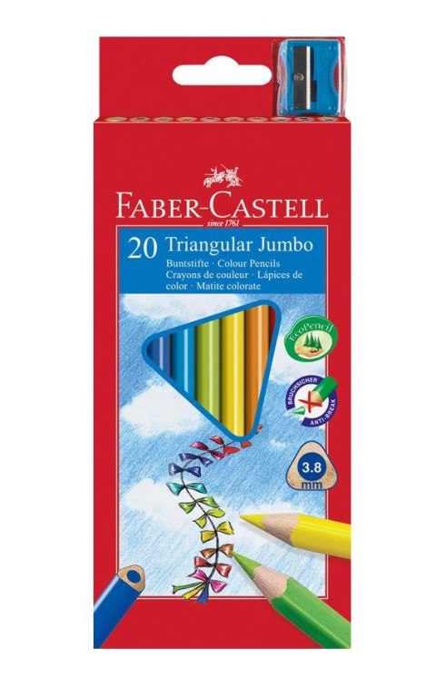 Kredki Jumbo trójkątne 20 kol + temp FABER CASTELL