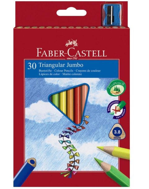 Kredki Jumbo trójkątne 30 kol + temp FABER CASTELL