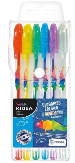 Długopisy żelowe z brokatem 6 kolorów KIDEA