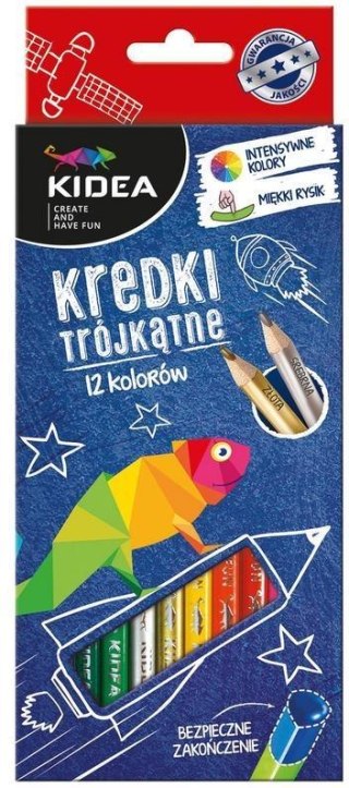 Kredki trójkątne 12 kolorów KIDEA