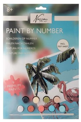 Malowanie po numerach na kartonie - Flamingi