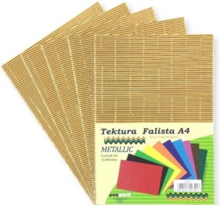 Tektura A4 falista metallic złota 5szt