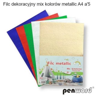 Filc dekoracyjny MIX kolorów metalicznych A4 5szt