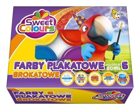 Farby plakatowe brokatowe 6 kolorów 20ml