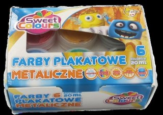 Farby plakatowe metaliczne 6 kolorów 20ml