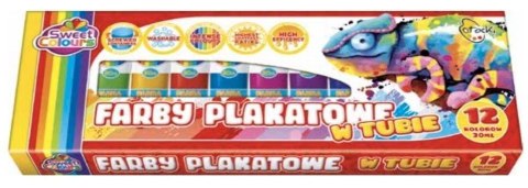 Farby plakatowe w tubie 12 kolorów 30ml