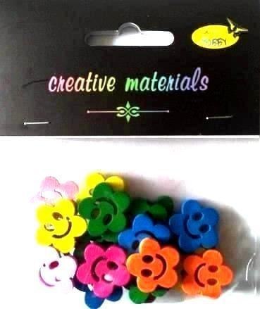 Guziki drewniane kolorowe kwiatki 20mm 6g Guziki drewniane kolorowe kwiatki 20mm 6g