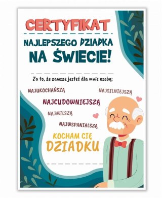 Certyfikat A4 Dzień Najlepszego Dziadka 5szt