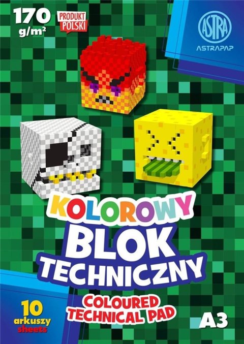 Blok kolorowy barwiony A3/10K 170g (10szt) ASTRA