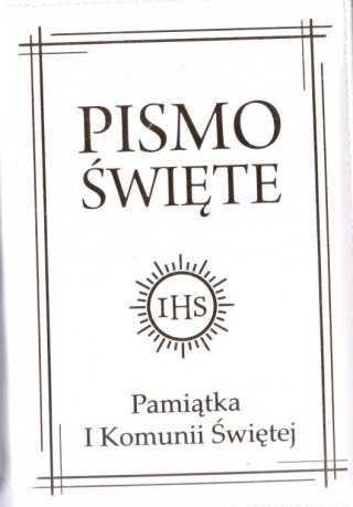 Pismo Święte w etui białe - I Komunia Św.