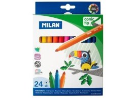 Flamastry ze stożkową końcówką 24 kolory MILAN