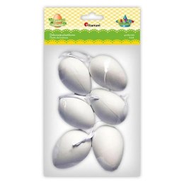 Zawieszki plastikowe jajka 40x60mm białe 6szt