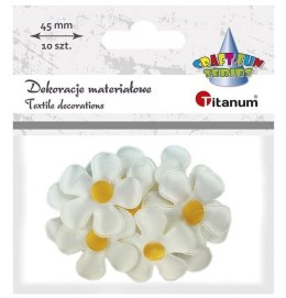 Ozdoba materiałowa kwiatki 45mm biało-żólte 10szt
