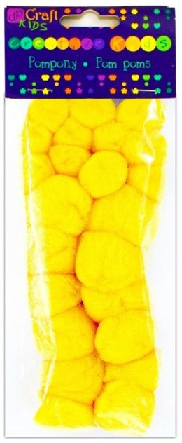 Pompony akrylowe żółte 24szt mix