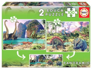 Puzzle 2x100 Dinozaury (panorama) G3