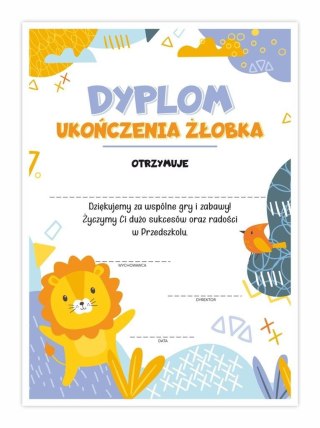 Dyplom A4 ukończenia żłobka - Lew 20szt