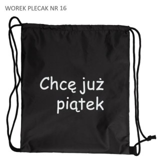 Worek plecak czarny Chcę już piątek