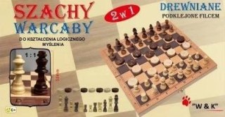 Szachy, warcaby 2w1 drewniane