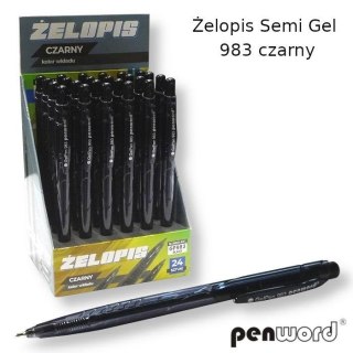 Żelopis Semi Gel czarny (24szt)