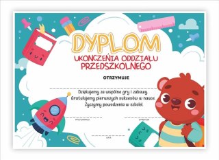 Dyplom A4 ukończenia o. przedszkolnego - Miś 30szt