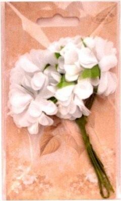 Kwiaty materiałowe białe 4cm 6szt