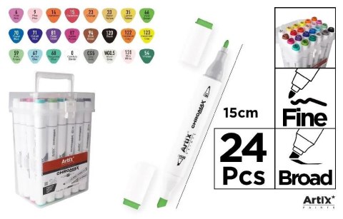 Markery dwustronne Chromax 24 kolory Markery dwustronne Chromax 24 kolory