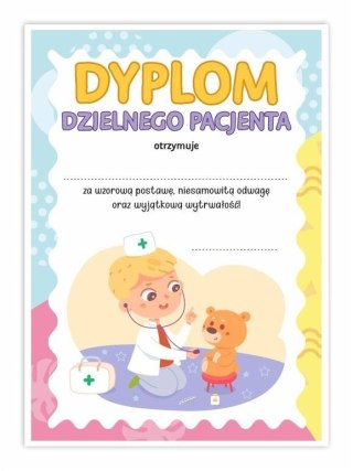 Dyplom A5 dzielnego pacjenta - Mały lekarz 10szt