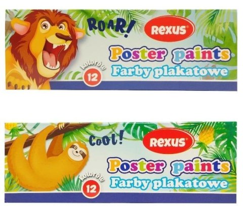 Farby plakatowe 12 kolorów 20ml Rexus