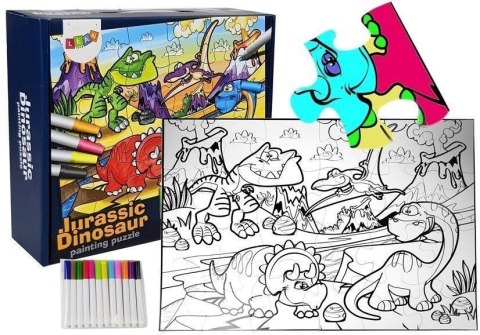 Puzzle do kolorowania Dinozaury 24el Puzzle do kolorowania Dinozaury 24el