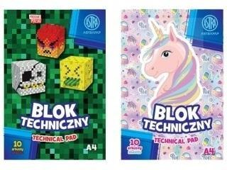 Blok techniczny A4/10K Pixel&Unicorn (10szt) ASTRA