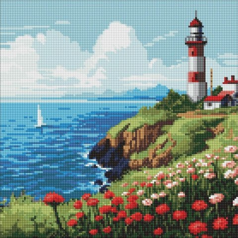 Diamentowa mozaika - Latarnia morska 40x40cm Diamentowa mozaika - Latarnia morska 40x40cm