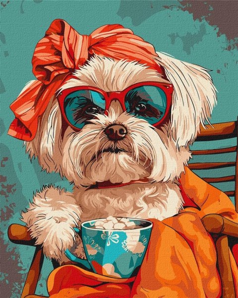 Malowanie po numerach - Stylowy Shih tzu 40x50cm Malowanie po numerach - Stylowy Shih tzu 40x50cm