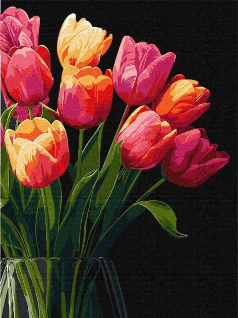 Malowanie po numerach - Zapach tulipanów 30x40cm Malowanie po numerach - Zapach tulipanów 30x40cm