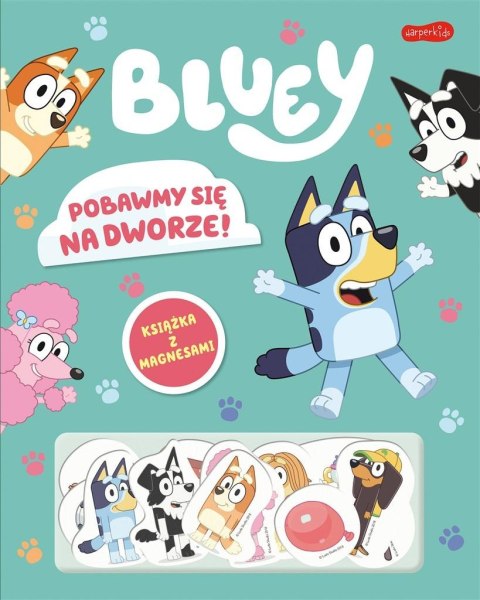 Pobawmy się na dworze! Bluey. Książka z magnesami