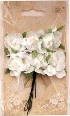 Kwiatki materiałowe białe 3cm 6szt