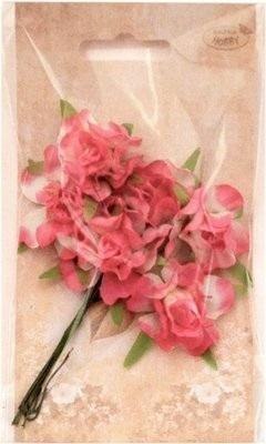 Kwiatki materiałowe rózowo-białe 3cm 6szt