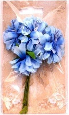 Kwiaty materiałowe niebieskie 4cm 6szt