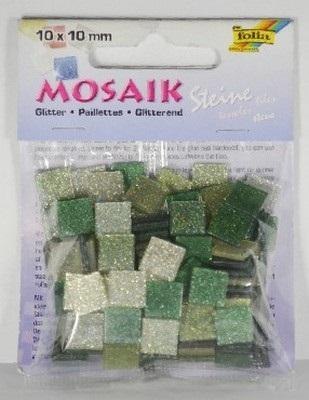 Mozaika kamyczki brokatowe 10x10mm zielony