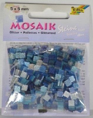 Mozaika kamyczki brokatowe 5x5mm niebieski
