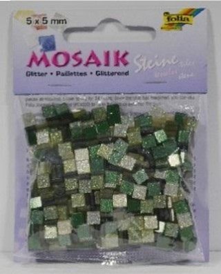 Mozaika kamyczki brokatowe 5x5mm zielony